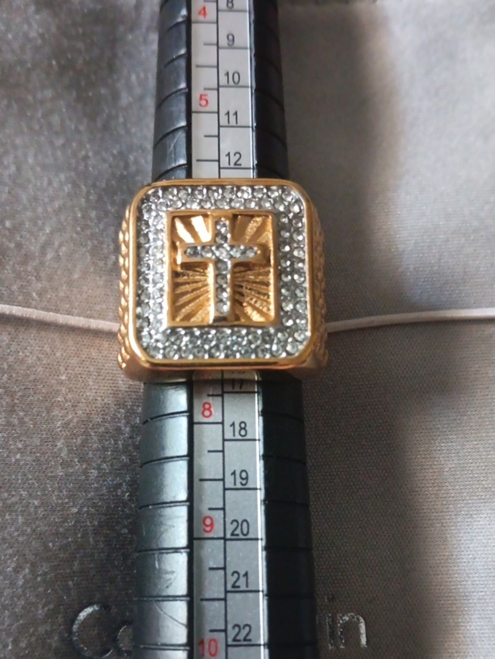 Austrian Crystal Line of Faith Ring in ION Plated YG and Stainless Steel
